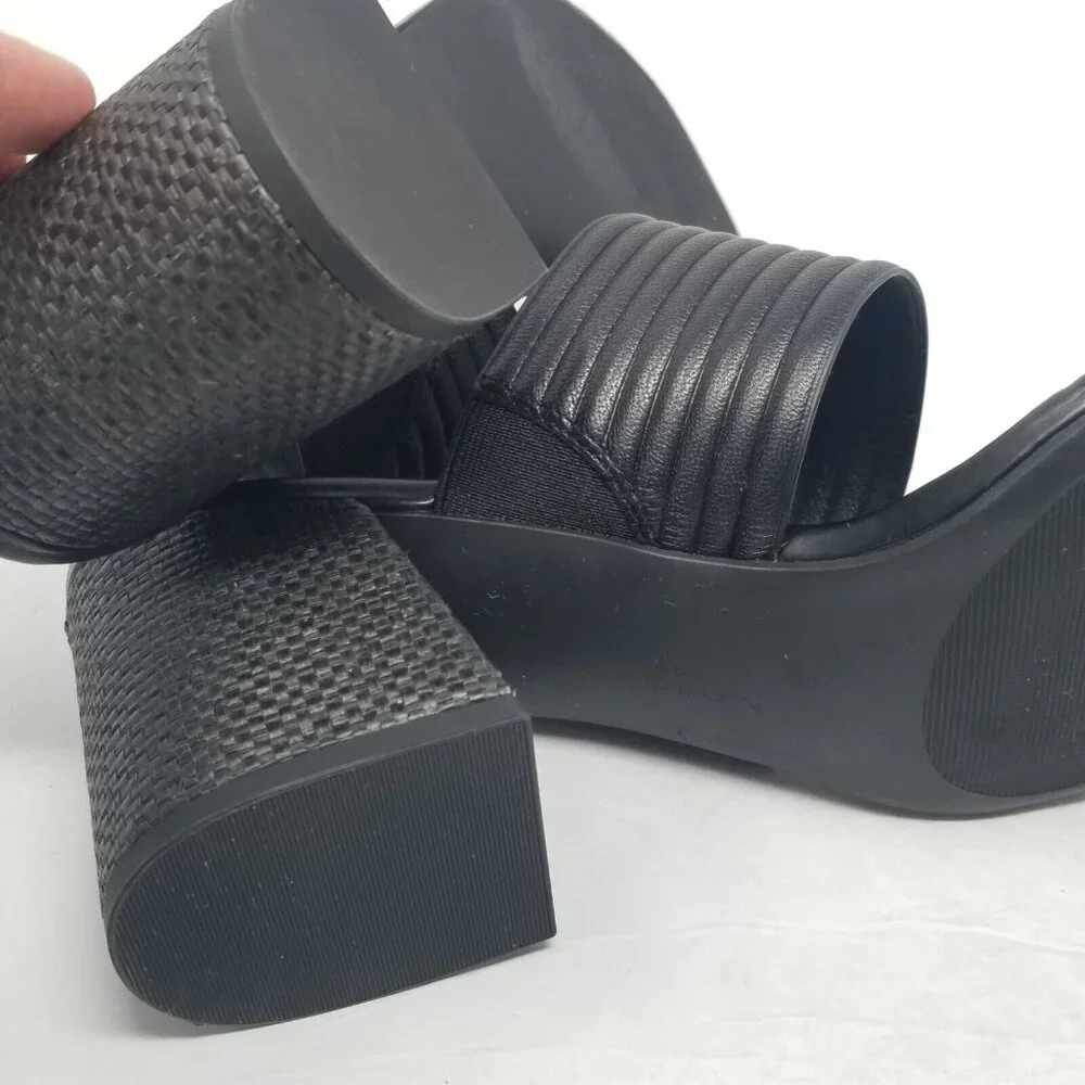 Caslon Women's Sandals Black Slides Lamia Slip On Vegan Open Toe Block H… - Picture 5 of 8